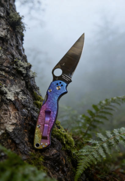 Ice Crystal Titanium Iridescent Handle Folding Knife Portable Stainless Steel Pocket Knife Daily EDC Outdoor Package Opener Sharp Folding Pocket Knife