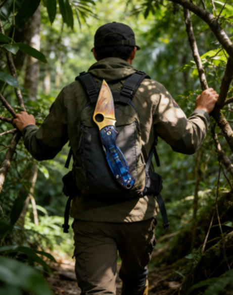 Titanium-Burned Handle Folding Knife Portable Stainless Steel Pocket Knife Daily EDC Outdoor Package Opener Gold Thunder Blade Sharp Folding Knife