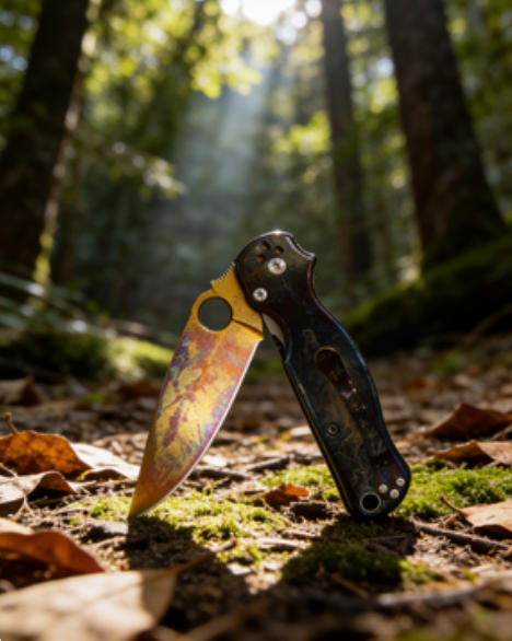 Titanium-Burned Handle Folding Knife Portable Stainless Steel Pocket Knife Daily EDC Outdoor Package Opener Gold Thunder Blade Sharp Folding Knife