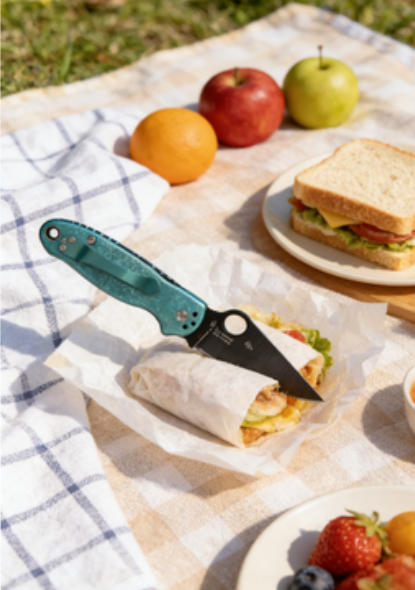 Ice Crystal Titanium Green Handle Folding Knife Portable Stainless Steel Pocket Knife Daily EDC Outdoor Package Opener Sharp Folding Pocket Knife