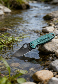 Ice Crystal Titanium Green Handle Folding Knife Portable Stainless Steel Pocket Knife Daily EDC Outdoor Package Opener Sharp Folding Pocket Knife
