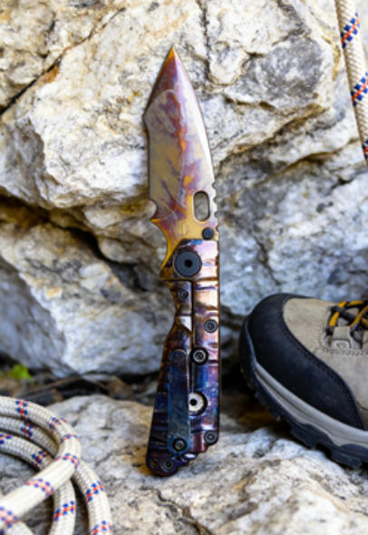 Titanium-Burned Handle Folding Knife Portable Special Steel Pocket Knife Daily EDC Outdoor Package Opener Gold Thunder Night Blade Sharp Folding Knife