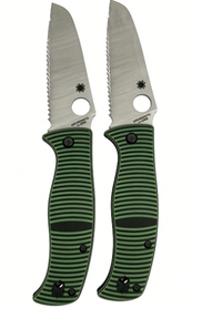 8cr14 Stainless Steel Folding Pocket Knife with G10 Handle - 9.8cm Cleaver Style Full Edge/Serrated Blade EDC Outdoor Tool