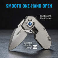 M390 Titanium EDC Pocket Knife - Assisted Opening, Ball Bearing Pivot, 4.5" Blade Folding Knife for Outdoor Camping Collection