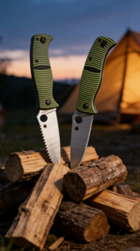 8cr14 Stainless Steel Folding Pocket Knife with G10 Handle - 9.8cm Drop Point Full Edge/Serrated Blade EDC Outdoor Tool