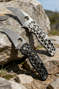 14C28N Stainless Steel Karambit Folding Pocket Knife with Titanium Handle - 9cm Curved Blade EDC Outdoor Tool