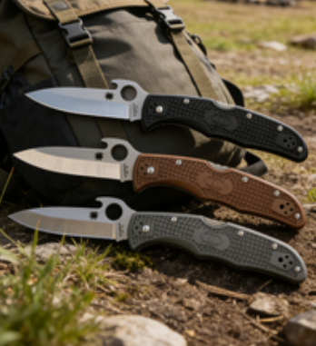 3-Piece 8cr14 Stainless Steel Folding Pocket Knife Set with Fiberglass Handle - EDC and Outdoor Cutting Tools