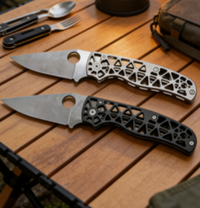 14C28N Stainless Steel Folding Pocket Knife with Titanium Handle - 9cm Pointed Blade EDC Outdoor Tool