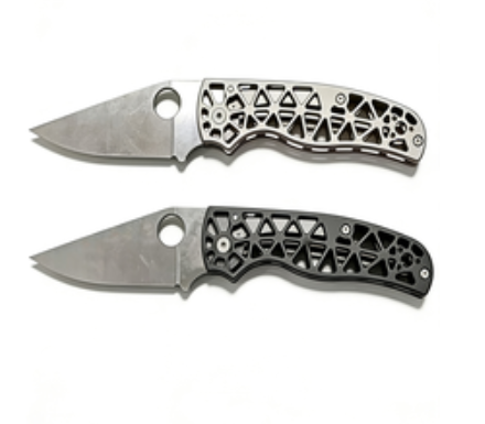 14C28N Stainless Steel Folding Pocket Knife with Titanium Handle - 9cm Pointed Blade EDC Outdoor Tool