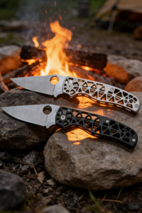 14C28N Stainless Steel Folding Pocket Knife with Titanium Handle - 9cm Pointed Blade EDC Outdoor Tool