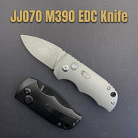 JJ070 M390 Automatic OTF Knife - Titanium Handle, Side-Opening Button Lock, 5cm Blade EDC Pocket Knife for Outdoor & Collection